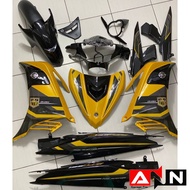 COVERSET BODYSET YAMAHA LC135 V4 - V7 DR YELLOW EX 024 STRIPE SIAP TANAM FREE EMBLEM DADA