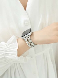 1入組雙排心形金屬錶帶適用於Apple Watch系列3/4/5/6/7/8,適用於38mm-45mm