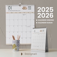 Designall Wall Calendar Aesthetic Cat Desk Calendar 2025 / 2026 A3+ Spiral VS Wall Calendar 2026