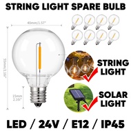 G40 LED Replacement Light Bulbs, Solar String light Spare bulb, 24V 1W E12 Screw Base Shatterproof G