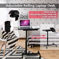 Laptop Stand Rolling Cart Desk Adjustable Height Laptop Desk Table Bed Sofa Tray Rolling Portable Notebook Desk with Wheels New