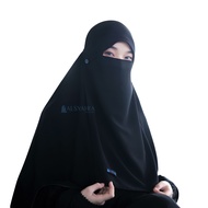 Alsyahra Exclusive Niqab Poni Kancing Raudhah Sifon Silk Jetblack