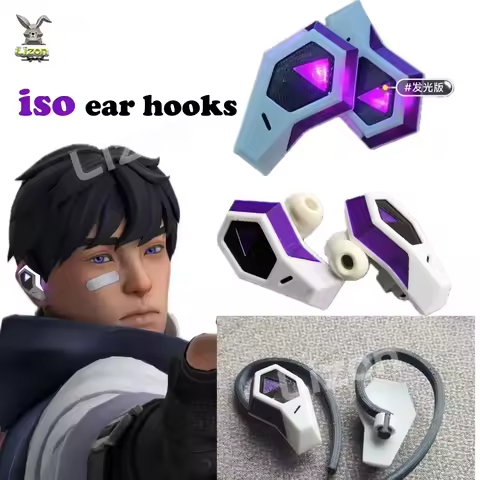 Game Valorant Iso Cosplay Earphone Cover 3D Printing Earhooks Pvc Earwear Purple Ear Headphones Cost