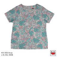 เสื้อแตงโม (SUIKA) - เสื้อผ้าป่านมัสลิน คอวีกระดุมหลังแขนสั้น  (M.V-062)