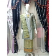 RR Setelan Baju Kurung Songket Melayu//Tunik Tafeta Polos Rok Songket Selendang//Tunik Tafeta Kekini