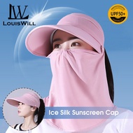 LouisWill Women’s Sunscreen Hat With Face Mask Summer Sun Hat Half Empty Top Hat Ice Silk Casual Sun