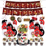 CHEEREVEAL Casino Theme Birthday Party Decorations, Casino Birthday Banner, Poker Dice Hanging Swirl, Red Black Balloon Set, Casino Cake Topper, for Las Vegas Casino Night Party