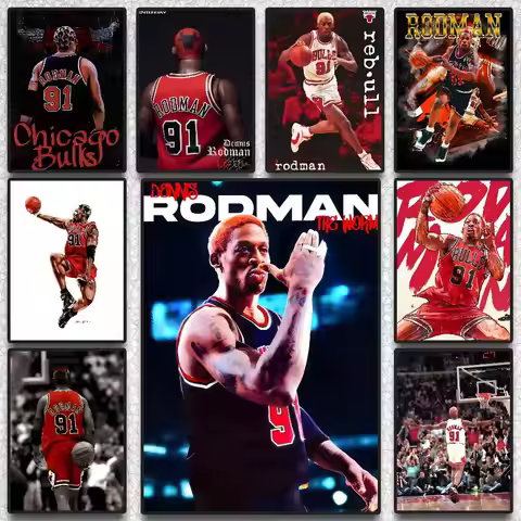 1PC Basketball Star D-Dennis Rodman Poster HD art sticky wall waterproof home living room bedroom ba