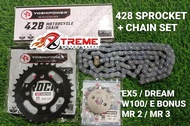 EX5 DREAM (36T~41T) HONDA EX5 DREAM WAVE100 FRONT REAR YOSHIPOWER  428 SPROCKET SET RANTAI 428-110L