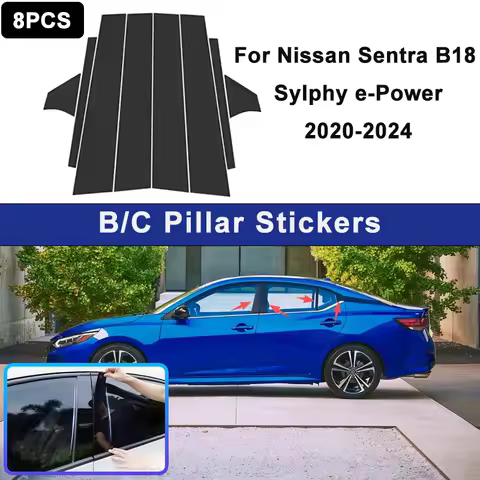 For Nissan Sentra B18 Sylphy e-Power 2020-2024 Window B C Pillar Post Cover Trim Stickers Door Colum