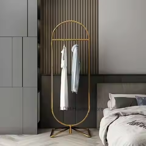 Aesthetic Modern Clothes Rack Golden Balcony Portable Detachable Clothes Rack Entrance Aesthetic Per