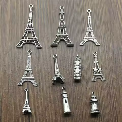 10pcs Charms Eiffel Tower Antique Silver Color Eiffel Tower Pendant Charms Tower Charms For Jewelry 