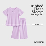 DESINCE Kids Girl Ribbed Flare Sleeve Lounge Set 1Y-11Y Regular Fit Casual Wear Set Baju Seluar Buda