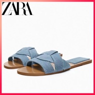 ZARA summer new women's shoes square cross flat slippers l