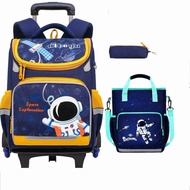 School bag with wheels for boys Primary School Rolling Trolley Bags Kids Daypack Knapsack Rucksack Carry-on Luggage with Wheels4.1