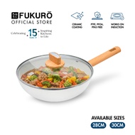 Fukuro Shiro Ceramic Non-Stick Wok Pan 30cm with Lid