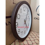 jam dinding merk ogana polos coklat type 8989