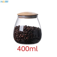 Hủ thủy tinh đựng hạt nắp gỗ tre hình bầu Hobby Home Decor HBG có ron cao su - dung tích tùy chọn