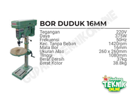 Mesin Bor Duduk 16mm MODERN ZJQ4116 / Mesin Bor Duduk Listrik Kayu Besi 16 mm MODERN ZJQ 4116