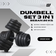 ISF Adjustable Dumbell Barbell Set 20KG Barbell ABS PVC 20 KG Dumbbell Dumbbell