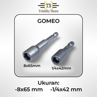 MATA GOMEO Roofing Socket Bit Light Steel Drilling Bolt Wrench/ Magnetic Sock Size 1/ 4x42mm M8x65mm