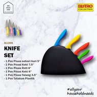 New Rainbow Knife Set Bistro K1306 Pisau Set Pelangi Bitro