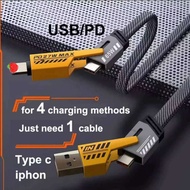 H_4in1 Mechanical Style 65W fast charging data cable dual C-type multi-function cellphone data cable