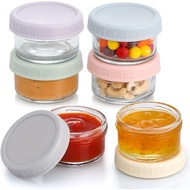 VITEVER [6 Pack] Salad Dressing Container To Go, 2.7 oz Glass all Condiment with Lids, Dipping Sauce