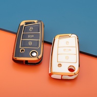 VW Car Key Case Cover For VW Volkswagen Golf 7 MK7 Tiguan MK2 For Seat Ateca Leon FR 2 Ibiza Skoda O