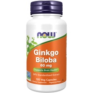 NOW Supplements, Ginkgo Biloba 60 mg, 24% Standardized Extract, Non-GMO Project Verified, 120 Veg Ca