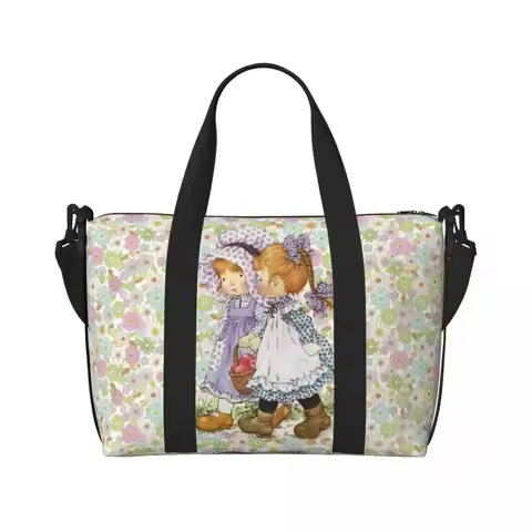 Custom Cartoon Sarah Kay Kawaii Girl Tote Bag Women Large Capacity Gym Beach Shoulder Travel Bag