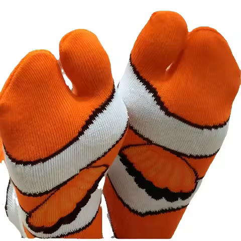 New Split Toe Clown Fish Socks Cute Cartoon Two Toe Socks For Women Autumn/winter Mid Tube Boneless 