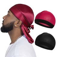 3PCS/LOT Long Silky Durag Long Tail Silky Scarf Muslim Doo Rag Pirate Hat Durag Chemo Turban Pullove