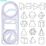 CHARMAT Geometry Ruler, Ruler Straight 360 ° Movable Drawing Ruler, Architecture Transparent Plastic