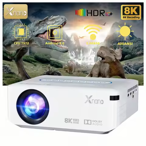 Xnano X1 Native 1080P Projector, 400 ANSI Lumens, 8K Decoding, Android 9.0, Wi-Fi, Bluetooth 5.0, Po