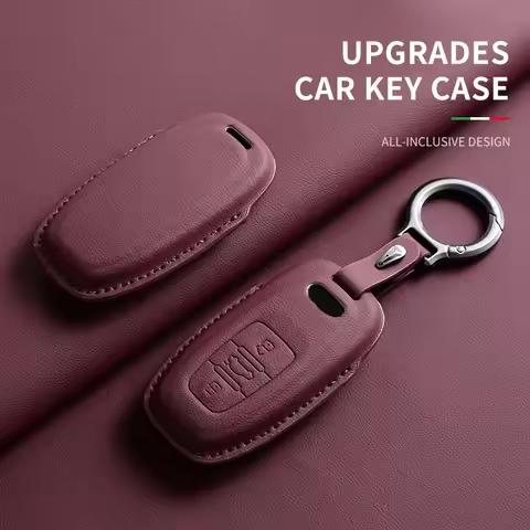 "Leather Car Key Case Cover for Audi A4L A5 Q7 TT TTS A3 A4 B9 A6 A7 4K A8 E-tron Q5 Q8 C8 D5 SQ8 Ke