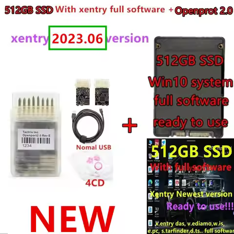 512GB SSD with 2023.06 xentry software full software xentry das vediamo dts wis epc..+ Auto Diagnost
