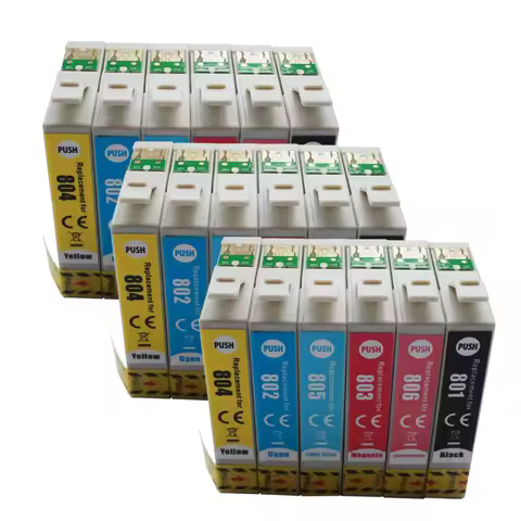 18 Compatible Epson T0801 T0802 T0803 T0804 T0805 T806 T0807 Ink Cartridge for Stylus Photo R265 R28
