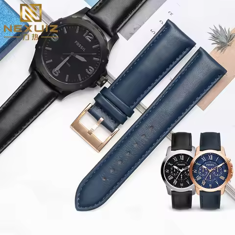 Cowhide Genuine Leather 20mm 22mm Watchbnd Strap for FOSSIL FS4835 FS5237 ME3052 FTW1114 Waterproof 