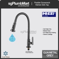 Pozzi x sgPlumbMart Gun Metal Grey With Flexible Gooseneck Kitchen Sink Tap K4000GG Kitchen Table Top Cold Faucet