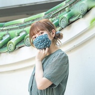 煙燻點點系 藍灰色 手工立體口罩 可洗滌 日本製純棉紗布 成人