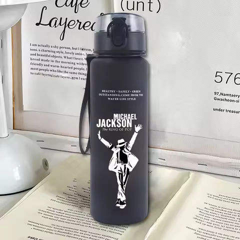 650ml Vintage Michael Jackson Graphic Water Bottle Fashion Printed Kettle Outdoor Sports Portable Dr