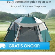 Tenda Camping Hexagonal Muat 8 Orang Dewasa Outdoor Anti Air Hujan