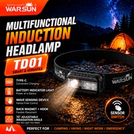 WARSUN TD01 LED,  Lampu Kepala WARSUN TD01 Boleh Cas Semula Dengan Sensor Gerakan LED Untuk Memancin