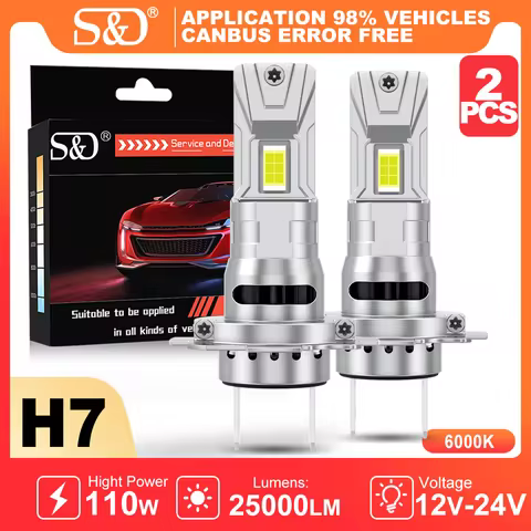 S&D 2PCS H7 LED Headlight Bulb H4 H11 9005 9006 110W 25000LM LED Headlight Canbus Auto Lamp 6000K LE