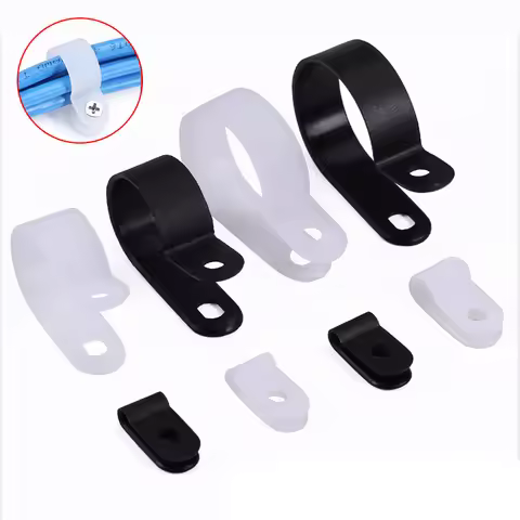 10-50pcs R-Type Nylon Cable Clamps White/Black Fasteners Cable Clamp CC-0 CC-0.5 CC-1 CC-1.5 CC-2 CC