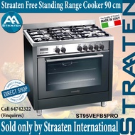 Straaten 90cm Free Standing Range Cooker ST95VEFB5PRO 5kW Wok Brass Burner &amp; Electric Oven (Matt Black)