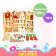 Iskiddo 43Pcs Wooden Tool Toolbox Construction Building DIY Kids Toy