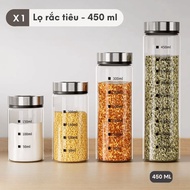 Hũ đựng muối - tiêu FEEKA cao cấp 250ml hũ đựng gia vị thủy tinh inox 304 chống ẩm