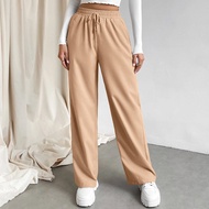 Seluar Slack Wanita Loose Straight Cut Elastic Waist Sports Fashion Pants